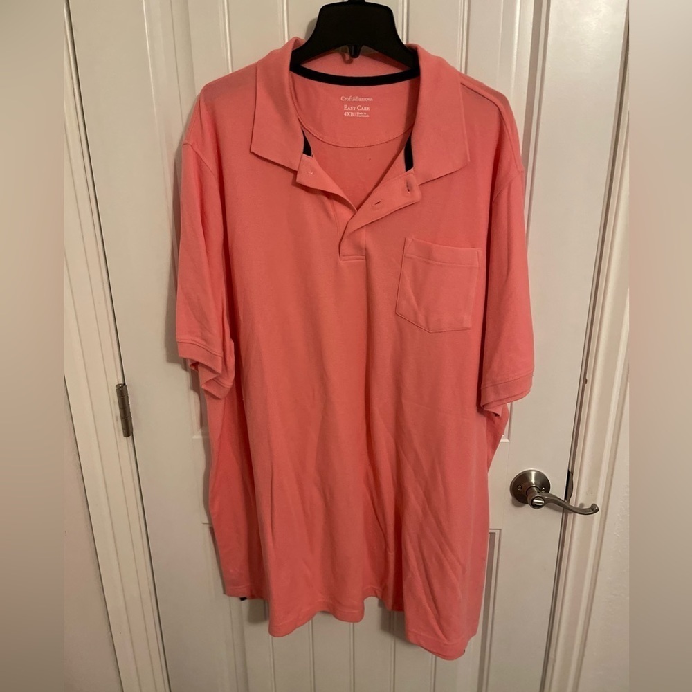 NWOT Crofts and Barrow Easy Care Polo Shirt‎ Coral Pink 4XB Big Tall Men NEW